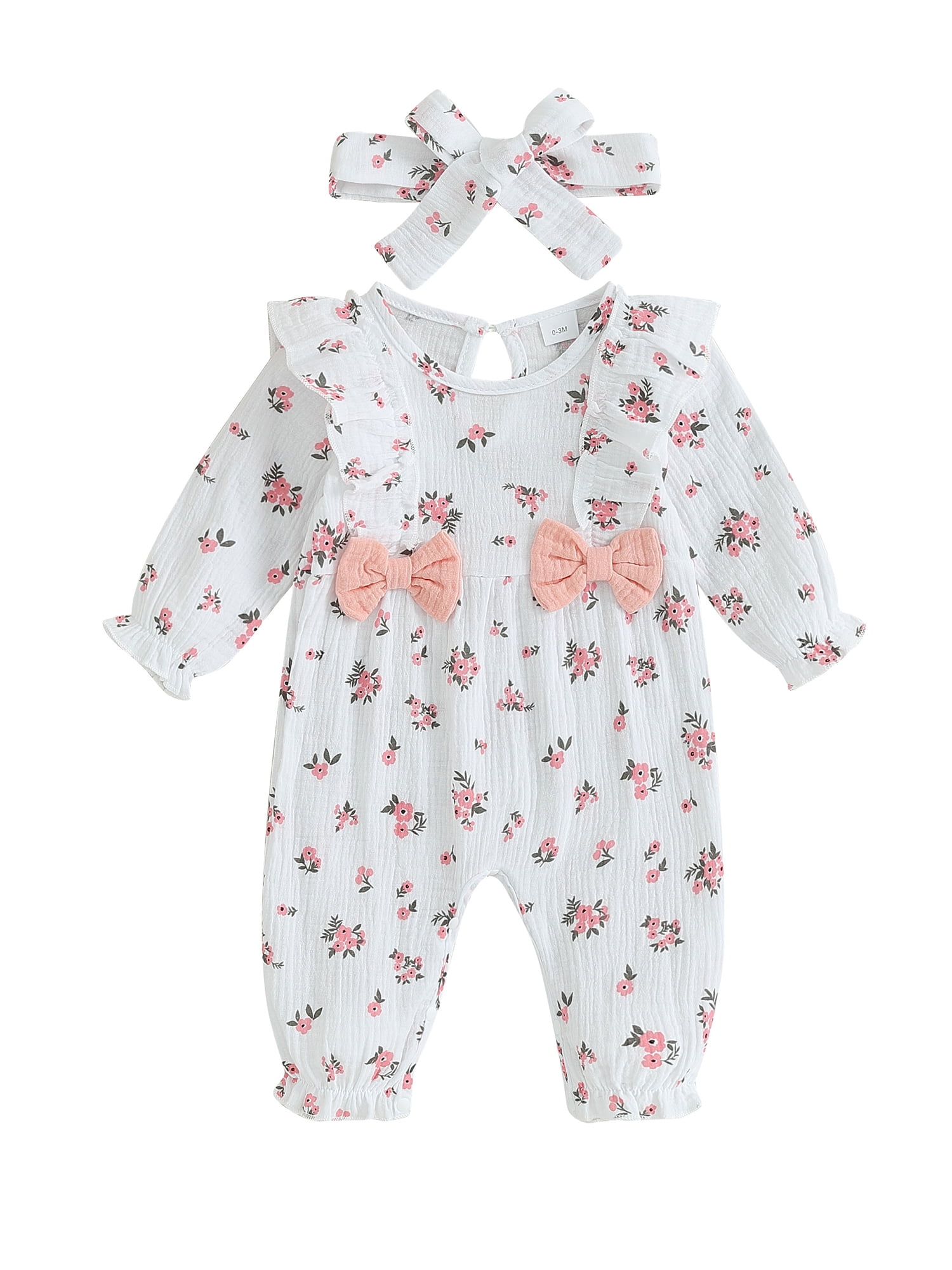 Wassery Baby Girls Fall Outfits Newborn Girls Fall Rompers Floral Print