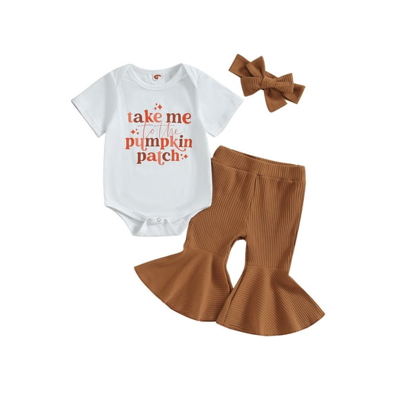 Wassery Baby Girls Halloween Outfits Set Long Sleeve Letters Print Sweatshirt Rib Flare Pants 3 6 12 18 Months Infant 3Pcs Fall Winter Clothes