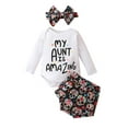 thumbnail image 1 of Wassery Baby Girls Halloween Shorts Sets White Long Sleeve Letter Print Romper and Skull Head Print Shorts Headband Sets 3M 6M 12M 18M 24M Newborn Summer 3PCS Outfits, 1 of 9