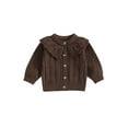 thumbnail image 1 of Wassery Baby Girls Knit Cardigan Sweater Long Sleeve Doll Collar Button Knitted Cardigan 3M 6M 12M 18M 24M Infant Fall Winter Loose Fit Crochet Knitwear Outerwear, 1 of 8
