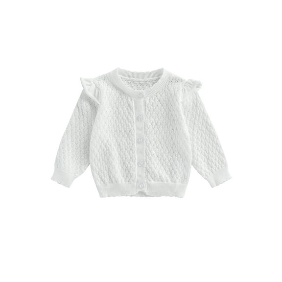 Wassery Baby Girls Knitted Cardigan 3M 6M 12M 2T 3T Toddler Spring Autumn Sweater Coat Long Sleeve Button-down Crochet Outwear Infant Winter Warm Clothes