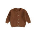 thumbnail image 1 of Wassery Baby Girls Knitted Cardigan Sweater 3M 6M 12M 18M Toddler Girls Long Sleeve Button Closure Knitted Tops Casual Warm Autumn Winter Clothes for Infant Girls, 1 of 8