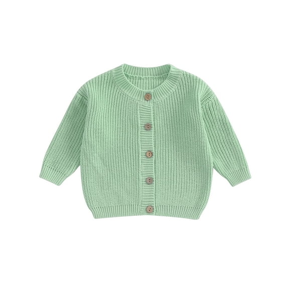 Wassery Baby Girls Knitted Cardigan Sweater 3M 6M 12M 18M Toddler Girls Long Sleeve Button Closure Knitted Tops Casual Warm Autumn Winter Clothes for Infant Girls
