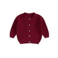 thumbnail image 1 of Wassery Baby Girls Knitted Cardigan Sweater 3M 6M 12M 18M Toddler Girls Long Sleeve Button Closure Knitted Tops Casual Warm Autumn Winter Clothes for Infant Girls, 1 of 8