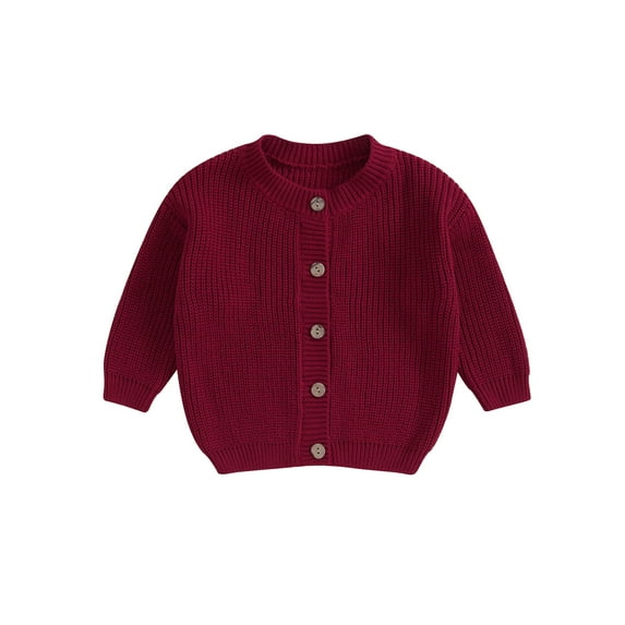 Wassery Baby Girls Knitted Cardigan Sweater 3M 6M 12M 18M Toddler Girls Long Sleeve Button Closure Knitted Tops Casual Warm Autumn Winter Clothes for Infant Girls