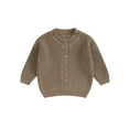 thumbnail image 1 of Wassery Baby Girls Knitted Cardigan Sweater 3M 6M 12M 18M Toddler Girls Long Sleeve Button Closure Knitted Tops Casual Warm Autumn Winter Clothes for Infant Girls, 1 of 8