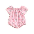 thumbnail image 1 of Wassery Baby Girls Romper Rabbit/Heart/Animal Print Short Sleeve Crew Neck Jumpsuits Infant Summer Casual Bodysuits 0-18M, 1 of 8