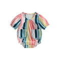thumbnail image 1 of Wassery Baby Girls Summer Casual Romper 3M 12M 18M Infant Girls Short Sleeve Crew Neck Striped Jumpsuit, 1 of 9
