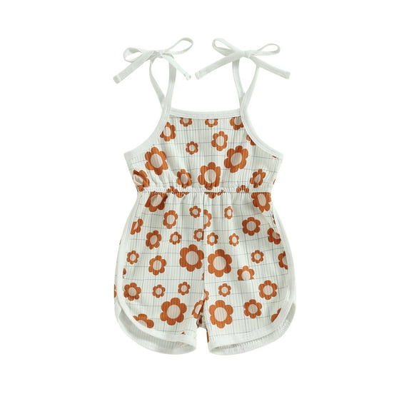 Wassery Baby Girls Summer Romper 6M 12M 18M 24M 3T 4T Toddler Girls Sleeveless Tie-up Spaghetti Straps Floral Plaid Print Jumpsuit
