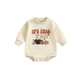 thumbnail image 1 of Wassery Baby Girls Sweatshirt Romper Halloween Clothes Infant Girls Fall Outfits Long Sleeve Round Neck Pumpkin/Floral Letter Print Bodysuit, 1 of 8