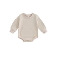 thumbnail image 1 of Wassery Baby Girls Sweatshirt Romper Solid Color Long Sleeve Jumpsuit Bodysuits with One Kangaroo Pocket 6M 12M 18M 24M Infant Fall Clothes, 1 of 9
