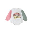 thumbnail image 1 of Wassery Baby Girls Sweatshirts Rompers Infant Girl Fall Toddler Letter Print Crew Neck Contrast Color Long Sleeve Jumpsuits Bodysuits 0-18 Months, 1 of 8