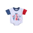 thumbnail image 1 of Wassery My First 4Th of July Outfit Infant Baby Girls Boys Romper Independence Day Clothes Letter Print Contrast Color Short Sleeve Round Neck Bodysuits 0-24M, 1 of 9