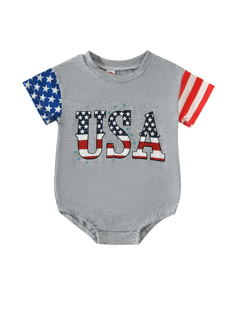 Wassery Independence Day Baby Boys Jumpsuit Casual Summer Letter
