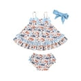 thumbnail image 1 of Wassery Independence Day Infant Baby Girls Clothes 6M 12M 18M 24M 3T 4T Toddle Summer 4th of July Outfits Sleeveless Star Print Short Dress Baby Backless Tulle Sling Dress+ Headband, 1 of 9