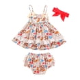 thumbnail image 1 of Wassery Independence Day Infant Baby Girls Clothes 6M 12M 18M 24M 3T 4T Toddler Summer 4th of July Outfits Sleeveless Star Print Short Dress Baby Backless Tulle Sling Dress+ Headband, 1 of 9