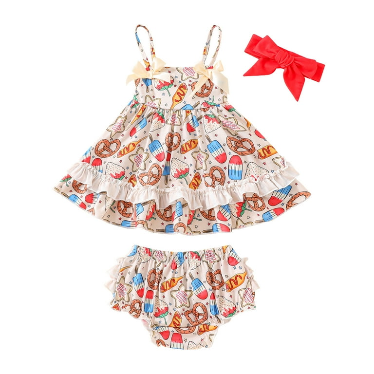 Wassery Independence Day Infant Baby Girls Clothes 6M 12M 18M 24M 3T 4T  Toddler Summer 4th of July Outfits Sleeveless Star Print Short Dress Baby  Backless Tulle Sling Dress+ Headband - Walmart.com