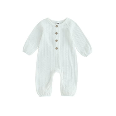 Wassery Infant Baby Bodysuits for Boys Girls 3M 6M 9M 12M 18M Newborn Autumn Clothes Solid Color Long Sleeve Wave Stripe Romper Jumpsuit 0-18 Months