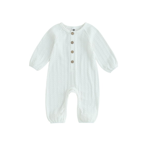 Wassery Infant Baby Bodysuits for Boys Girls 3M 6M 9M 12M 18M Newborn Autumn Clothes Solid Color Long Sleeve Wave Stripe Romper Jumpsuit 0-18 Months