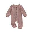 thumbnail image 1 of Wassery Infant Baby Bodysuits for Boys Girls Newborn Autumn Clothes Solid Color Long Sleeve Button Romper Jumpsuit 0-18 Months, 1 of 8