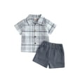 thumbnail image 1 of Wassery Infant Baby Boys Beach Outfits 6M 12M 18M 24M 3T 4T Toddler Kids Boys Summer Clothes Sets hort Sleeve Plaid Print Button Down Shirt + Shorts Set 2Pcs 0-4Y, 1 of 9