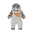 thumbnail image 1 of Wassery Infant Baby Boys and Girls Thanksgiving Jumpsuit Long Sleeve Round Neck Letter Print Hood Sweatshirt Bodysuit 6 12 18 24 Months Newborn Fall Winter Clothes, 1 of 8