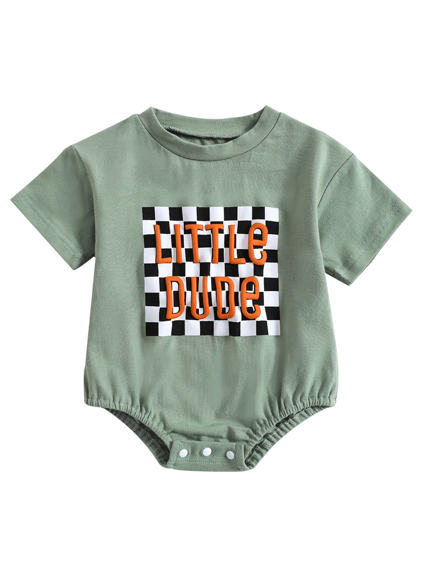 Wassery Infant Baby Boys Romper Checkerboard Letter Print Short Sleeve