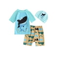 thumbnail image 1 of Wassery Infant Baby Boys Summer 3PCS Swimsuit Animal Printed Short Sleeve Tops and Swim Trunks 6M 9M 12M 18M 24M 2T 3T Toddler Bathing Suit Rash Guard Set with Swim Cap, 1 of 9