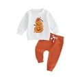 thumbnail image 1 of Wassery Infant Baby Girls 2Pcs Fall Clothes 6M 12M 18M 2T 3T Toddler Girl Halloween Outfits Set Long Sleeve Pumpkin Print Sweatshirts Tops + Drawstring Pants Sets, 1 of 8