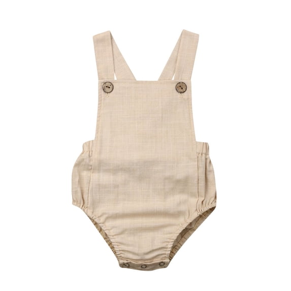 Wassery Infant Baby Girls Boys Cotton Romper Sleeveless Square Collar Sling Solid Color Jumpsuit 0-3Y