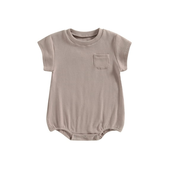 Wassery Infant Baby Girls Boys Romper Solid Color Basic Loose Short Sleeve Crew Neck Jumpsuits Summer Newborn Unisex Bodysuits 0-24M