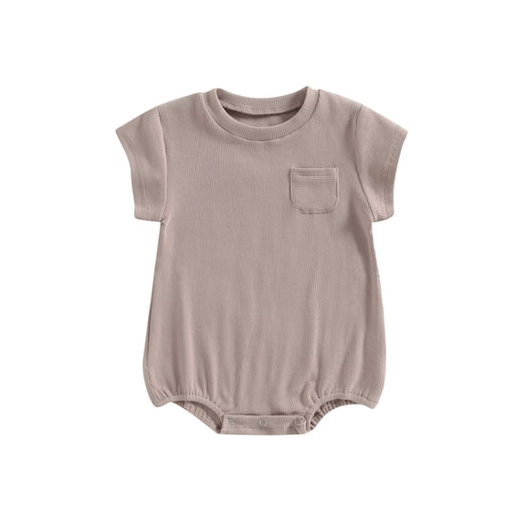 Wassery Infant Baby Girls Boys Romper Solid Color Basic Loose Short Sleeve Crew Neck Jumpsuits Summer Newborn Unisex Bodysuits 0-24M