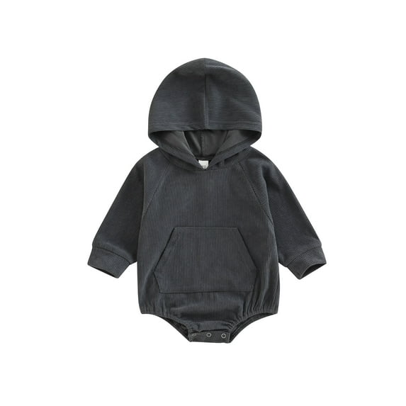 Wassery Infant Baby Girls Boys Rompers Solid Color Short Sleeve Long Sleeve Hooded Jumpsuit Newborn Bodysuits 0-24M
