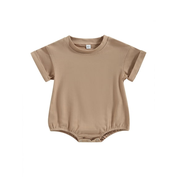Wassery Infant Baby Girls Boys Summer Casual Romper,Solid Color Short Sleeve Crew Neck Bodysuit,Unisex Onesie Tops Casual Summer Outfits 0-24M