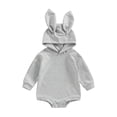 thumbnail image 1 of Wassery Infant Baby Girls Easter Rompers Solid Color Rabbit Ear Hood Long Sleeve Jumpsuit  Newborn Bodysuits My 1st Easter Clothes 3-24M, 1 of 8