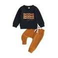 thumbnail image 1 of Wassery Infant Baby Girls Halloween Outfits Set 6M 12M 18M 2T 3T Toddler Girl Fall 2PCS Casual Clothes Long Sleeve Letter Print Sweatshirts Tops + Drawstring Pants Sets, 1 of 9