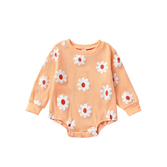 Wassery Infant Baby Girls Outfits Long Sleeve Daisy Print Romper Sweatshirt 6 12 18 24 Months Newborn Spring Autumn Jumpsuit Clothes