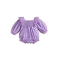 thumbnail image 1 of Wassery Infant Baby Girls Romper Ruffle Long Sleeve Square Neck One Piece Jumpsuits Solid Color Mesh Tulle Bodysuits 6M 12M 18M 24M, 1 of 9