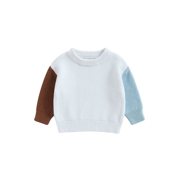 Wassery Infant Baby Sweaters for Boys Girls Long Sleeve Crew Neck Contrast Color Loose Knitted Pullovers Tops 3 6 9 12 18 24 Months Newborn Fall Winter Warm Knitwear