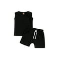 thumbnail image 1 of Wassery Infant Boy Summer Outfits Solid Color Sleeveless Tank Tops with Breast Pocket and Stretch Casual Shorts Set 0-3T, 1 of 9