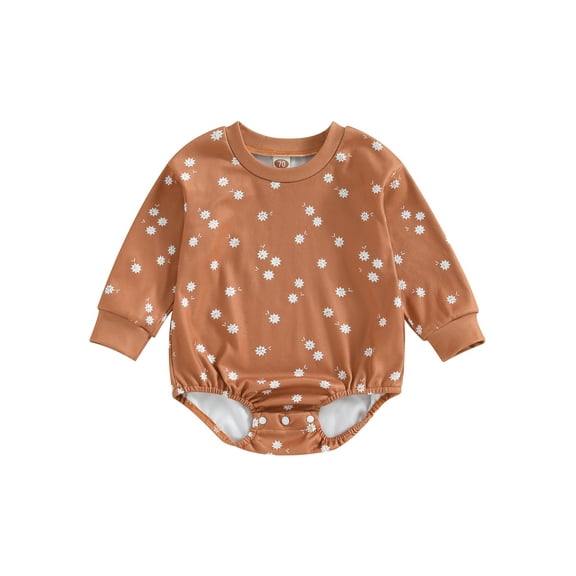 Wassery Infant Girl One-Piece Bodysuit Baby Fall Clothes Long Sleeve Round Neck Car Star Print Romper 0-18 Months