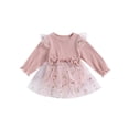 thumbnail image 1 of Wassery Infant Girl Romper Dress Long Sleeve Flower Print Jumpsuits Bow Tulle Dress Newborn Bodysuits 3 6 12 18 Months Baby Girls Fall Clothes for Birthday Party, 1 of 8