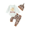 thumbnail image 1 of Wassery Infant Girl Thanksgiving Outfits Set Clothes 3M 6M 12M 18M Baby Girl Long Sleeve Letter Print Romper Tops and Turkey Print Pants Hat Sets 3Pcs Casual Autumn Clothing for Newborn Girl, 1 of 9
