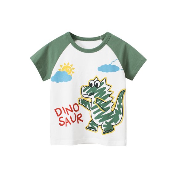 Wassery Kid Boys Graphic Tee Short Sleeve Round Neck Dinosaur Street Party Casual Loose Summer Comtable Tops 1-7T