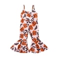 thumbnail image 1 of Wassery Kid Girls Jumpsuit Spaghetti Straps Flower/Witch Hat/Pumpkin Print Romper Toddler Bodysuits Little Girls Halloween Costume 12M-6T, 1 of 7
