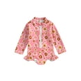 thumbnail image 1 of Wassery Kids Baby Girl One Piece Swimsuit 12M 2T 3T 4T 5T Toddler Girl Rash Guard Swimwear Summer Floral Long Sleeve Zipper Ruffles Jumpsuit Beachwear Bathing Suits 1-5T, 1 of 8