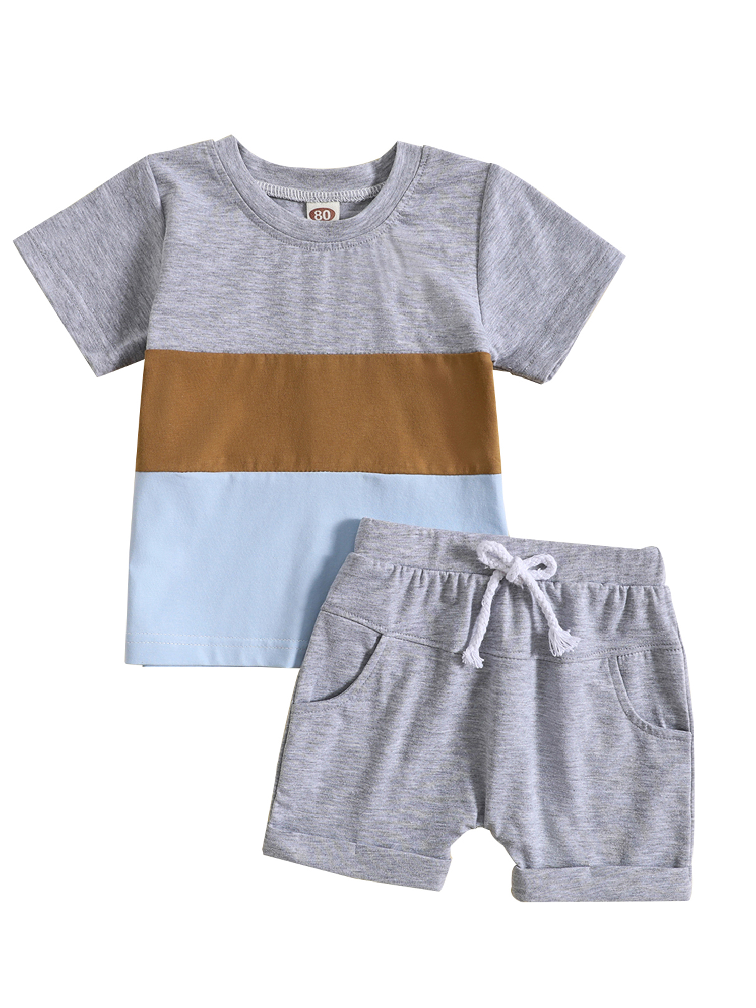 Cool Boy Summer Outfit Set for Boys | Aqua Blue T-Shirt & Denim-Style Shorts main image 0