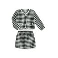 thumbnail image 1 of Wassery Kids Girl Fall 2Pcs Skirt Outfit 3T 4T 5T 6T Little Girls Long Sleeve Button Up Tops Houndstooth Print A-line Skirt Set Sweet Clothes for Child Girl, 1 of 9