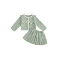 thumbnail image 1 of Wassery Kids Girls 2PCS Skirt Set Long Sleeve Button Patchwork Jacket +Pleated A-line Skirt 3T 4T 5T 6T 7T Little Girls Fall Clothes, 1 of 8