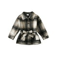 thumbnail image 1 of Wassery Kids Girls Autumn and Winter Coat 4T 5T 6T 7T Toddler Girls Warm Outwear Long Sleeve Turn-down Collar Button Plaid Jacket with Belt, 1 of 9